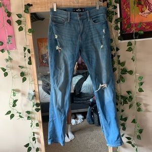 Hollister co. blue skinny ripped jeans
